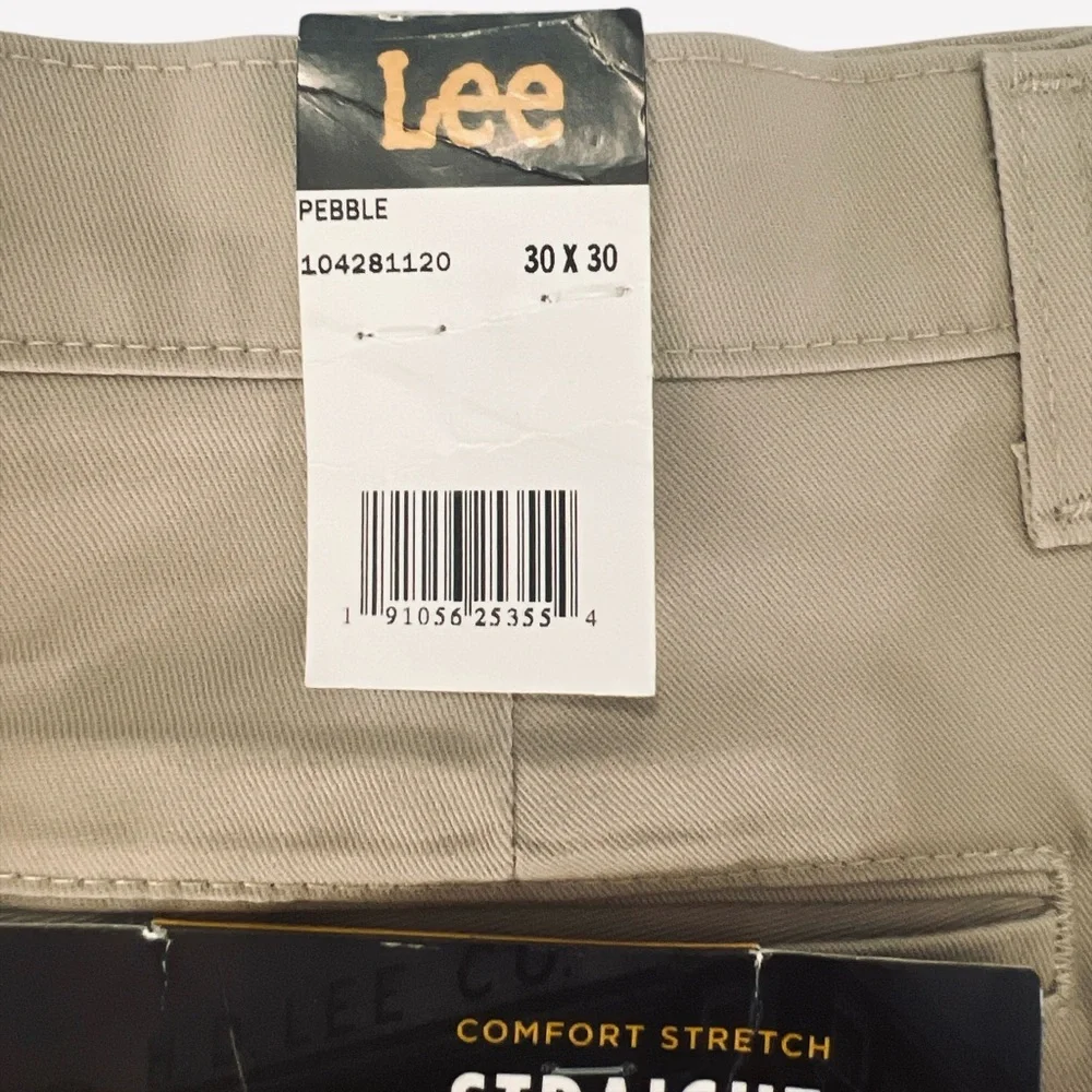 Lee Men's Total Freedom Stretch Straight Fit Flat Front Pant Pebble Size 30x30